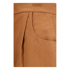 Fendi Bruine Linnen Casual Broek