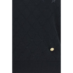 Balmain Black Wool Oves Aries Sleeveles T-Shirt