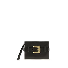 Balmain Zwarte Lamsleren Ovis Aries Aries Clutch Tas
