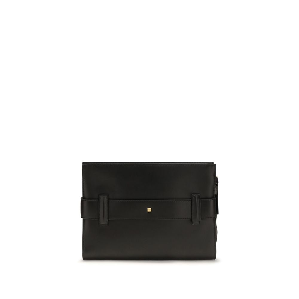 Balmain Zwarte Lamsleren Ovis Aries Aries Clutch Tas