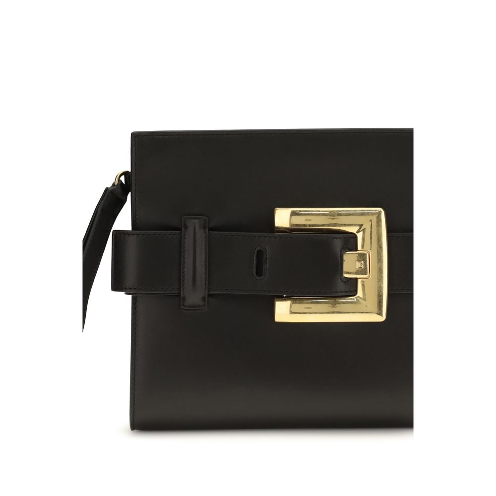 Balmain Zwarte Lamsleren Ovis Aries Aries Clutch Tas