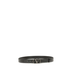 Valentino Garavani Black Calf Leather Bos Taurus Regular Belt