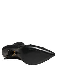 Dolce & Gabbana Black Stiletto Heels Mid Calf Boots Shoes