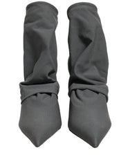 Dolce & Gabbana Gray Stretch Socks Heels Ankle Boots Shoes