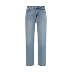 7FOR Blauwe Katoenen Straight-Leg Jeans