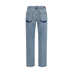 7FOR Blauwe Katoenen Straight-Leg Jeans