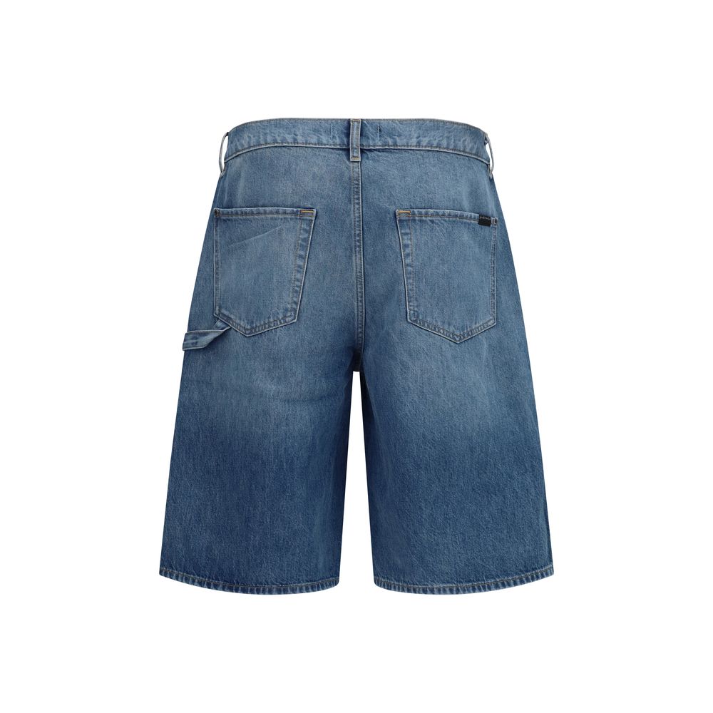 7FOR Blauwe Katoenen Bermudashorts