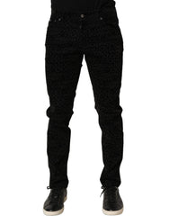 Dolce & Gabbana Black Logo Monogram Cotton Slim Denim Jeans