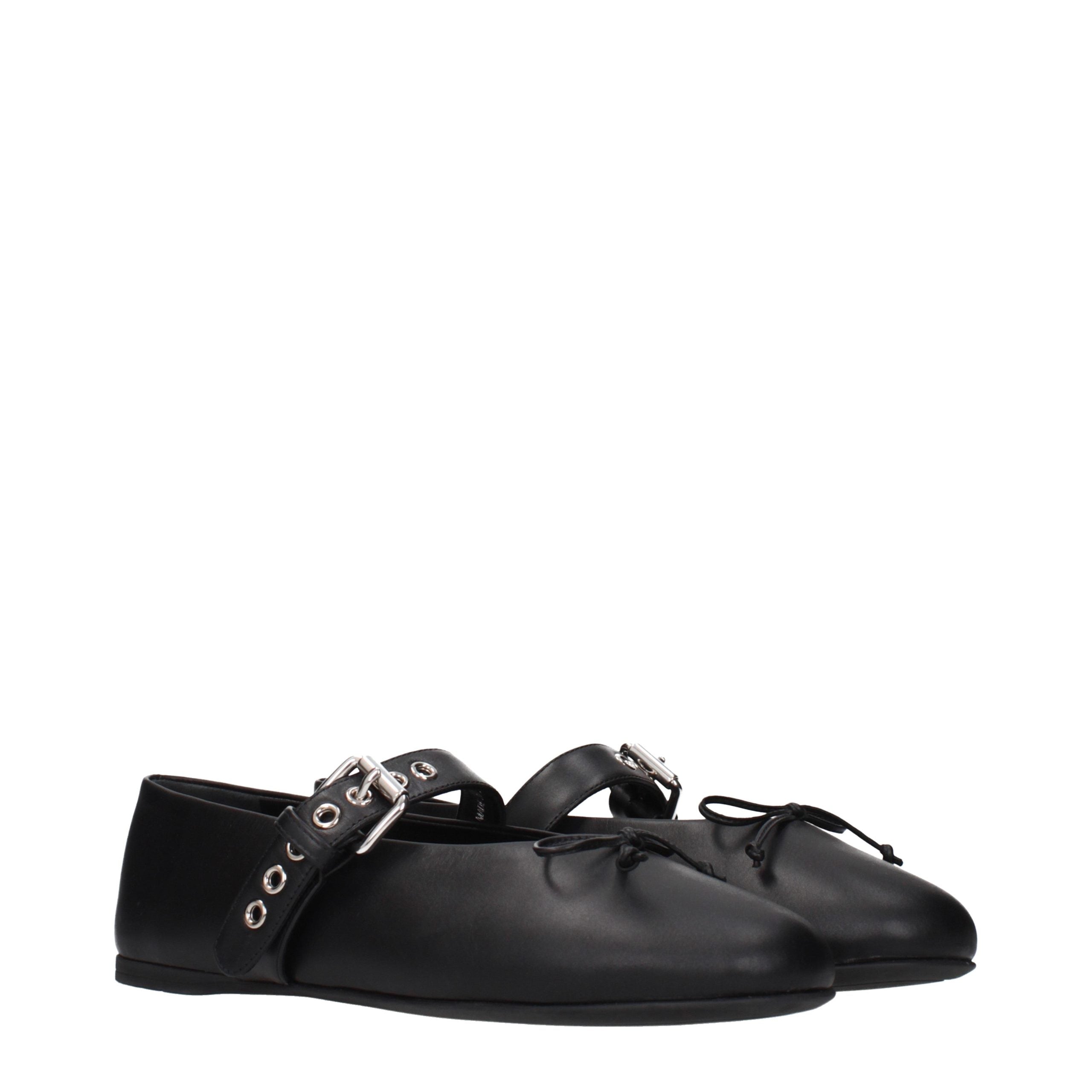 Miu Miu Zwarte Leren Ballerina's