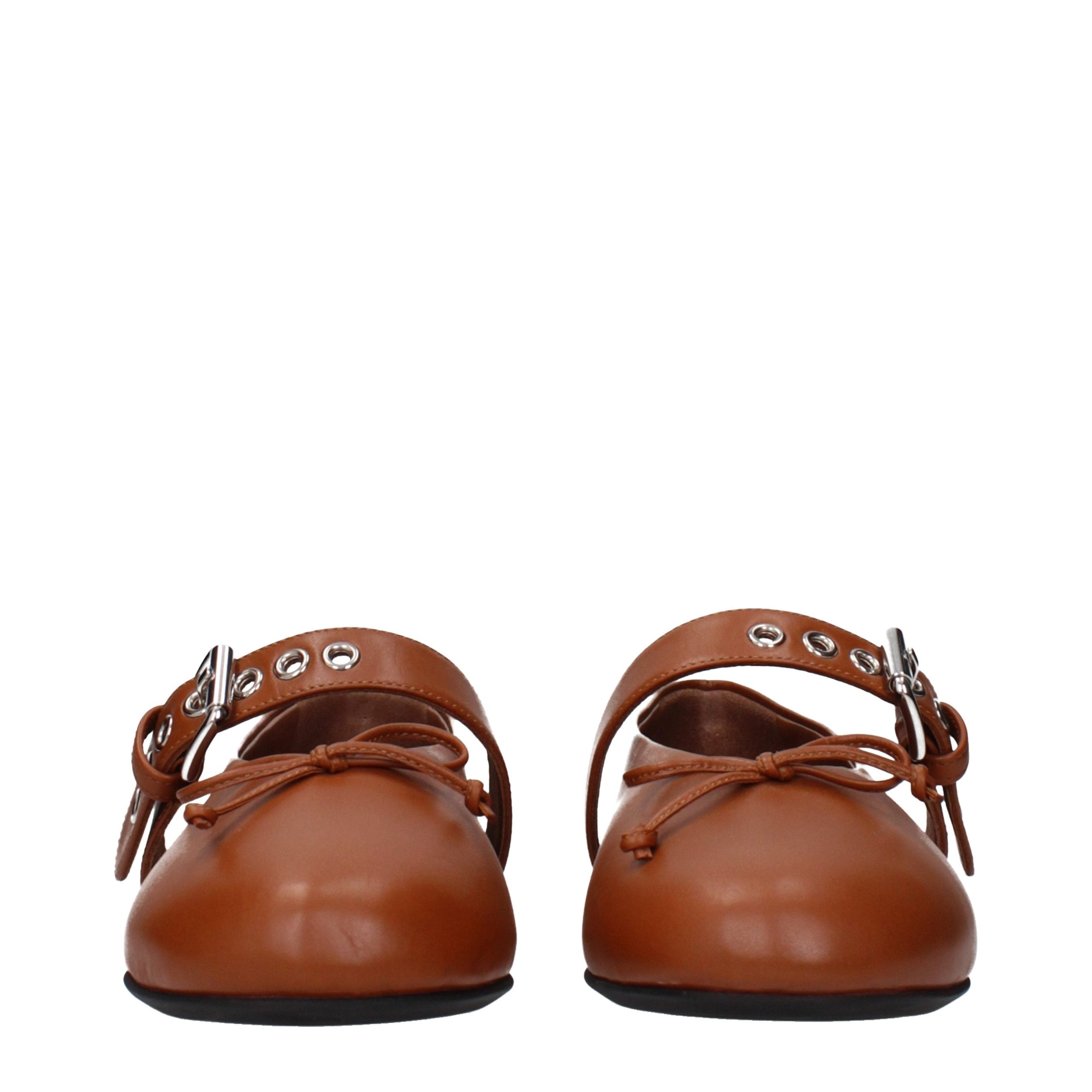 Miu Miu Bruine Leren Ballerina's