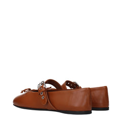 Miu Miu Bruine Leren Ballerina's
