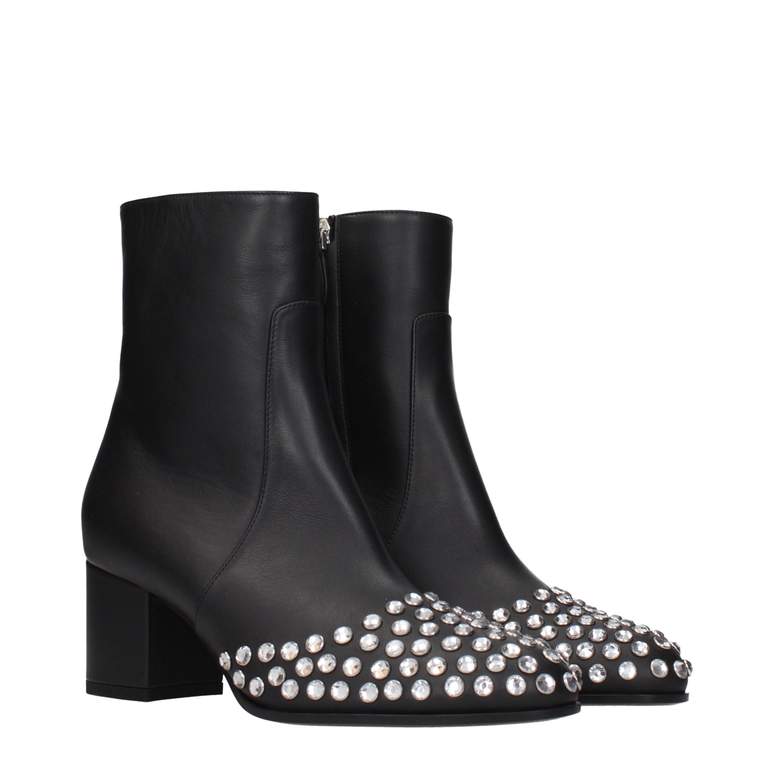 Alaïa Zwarte Leren Enkellaarzen