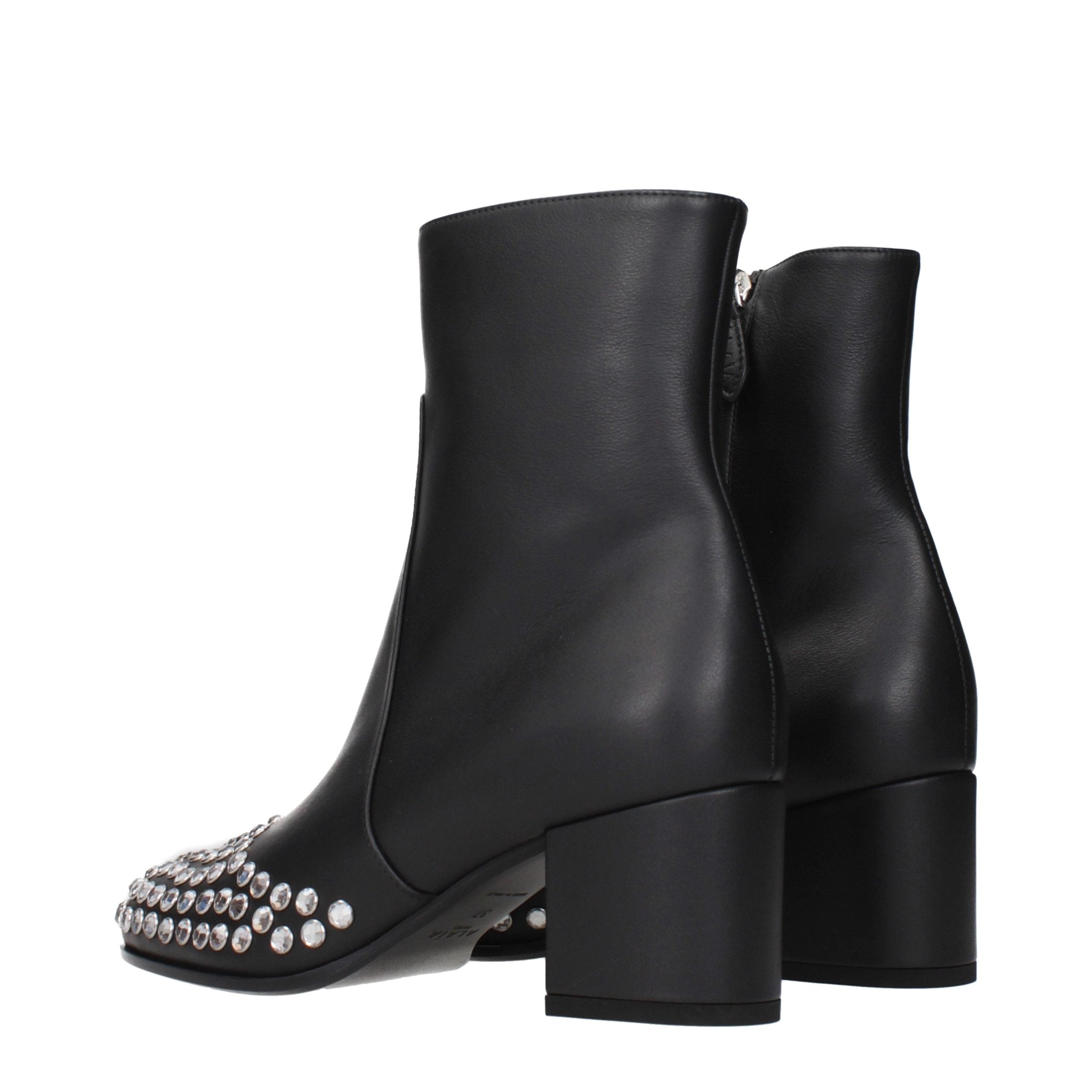 Alaïa Zwarte Leren Enkellaarzen