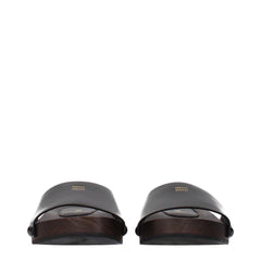 Miu Miu Black Leather Slippers