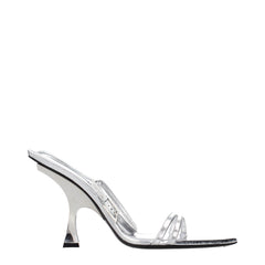 The Attico Gray Leather Stiletto Heel Sandals