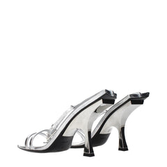 The Attico Gray Leather Stiletto Heel Sandals