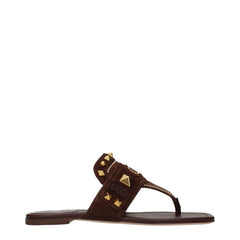 Valentino Garavani Bruine Leren Slippers