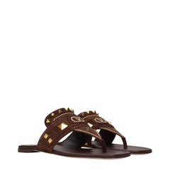 Valentino Garavani Bruine Leren Slippers