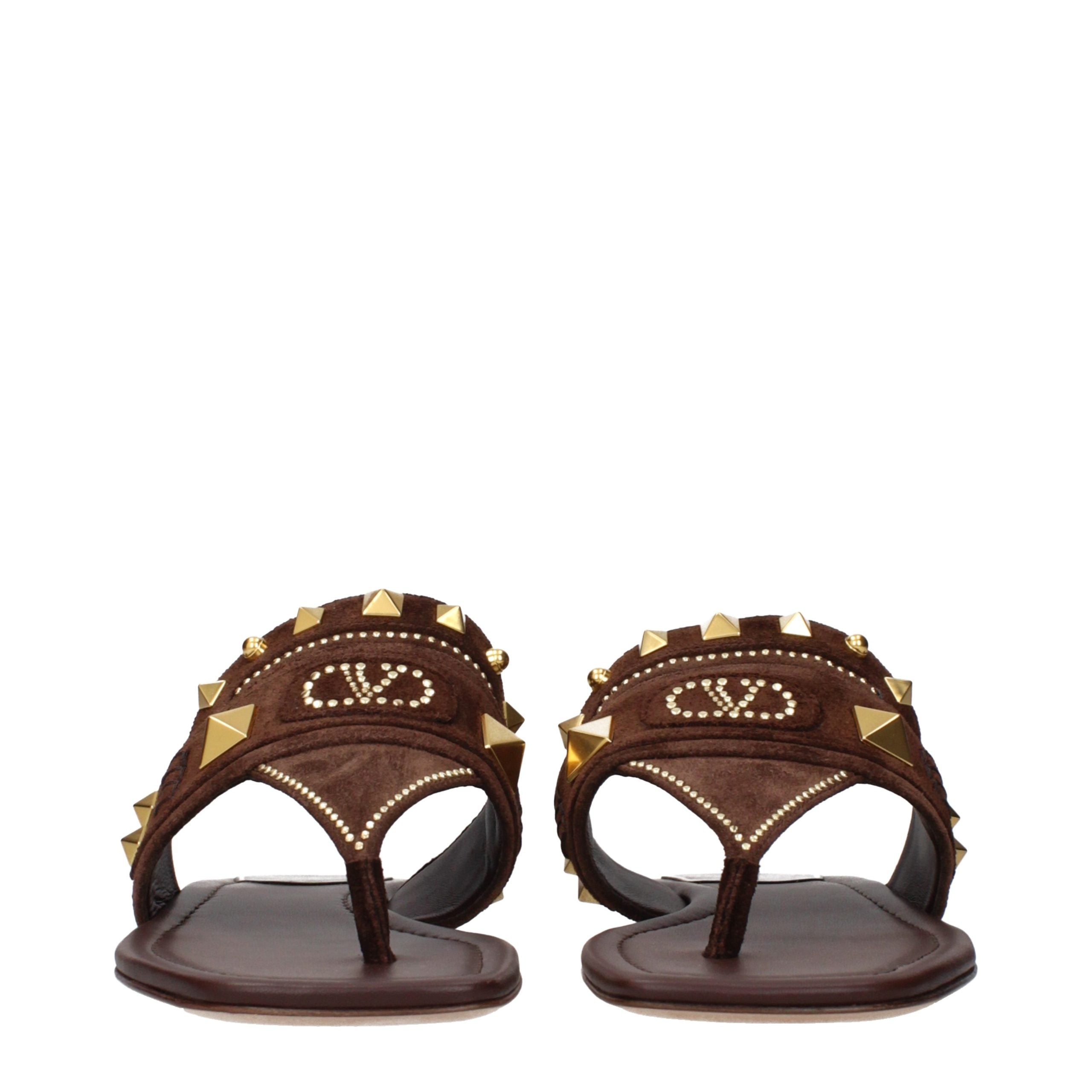 Valentino Garavani Bruine Leren Slippers