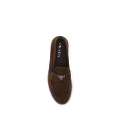 Prada Brown Calf Leather Bos Taurus Slip-On Loafers