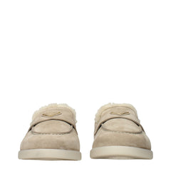 Prada Beige Leather Slip-On Loafers
