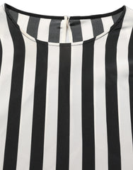 Dolce & Gabbana Black White Stripes Round Neck Blouse Top