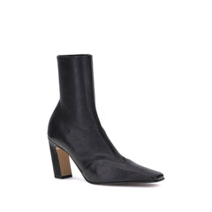 Khaite Black Calf Leather Bos Taurus Ankle Boots