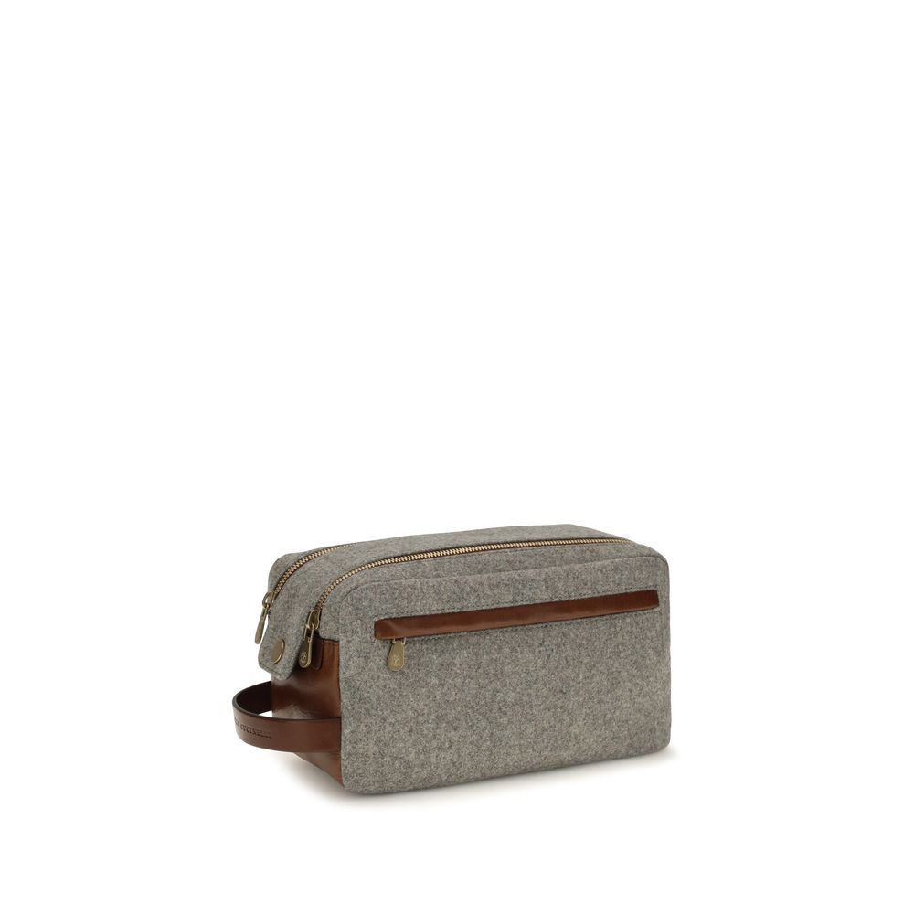 Brunello Cucinelli Gray Wool Oves Aries Wallet