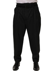Dolce & Gabbana Black Pinstripe Wool Men Dress Trouser Pants