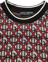 Dolce & Gabbana Red Logo Cotton Jacquard Sweatshirt Sweater
