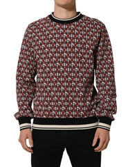 Dolce & Gabbana Red Logo Cotton Jacquard Sweatshirt Sweater