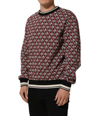 Dolce & Gabbana Red Logo Cotton Jacquard Sweatshirt Sweater