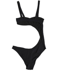Dolce & Gabbana Black Embellished Cutout Bandeau One Piece Swimwear