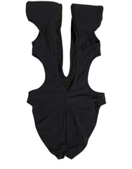 Dolce & Gabbana Black Logo Embellished Cutout One Piece Swimwear
