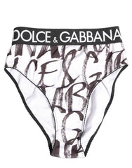 Dolce & Gabbana White Black Graphic Logo High Brief Underwear