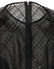 Dolce & Gabbana Black Mesh Lace Long Sleeved Maxi Gown Dress