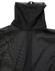 Dolce & Gabbana Black Sheer Mesh Jumpsuit Turtleneck Dress