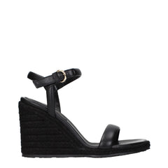 Gianvito Rossi Black Leather Wedge Sandals