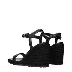 Gianvito Rossi Black Leather Wedge Sandals