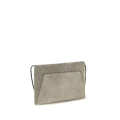 Brunello Cucinelli Gray Calf Leather Bos Taurus Shoulder Bag