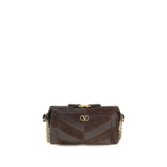 Valentino Garavani Brown Calf Leather Bos Taurus Shoulder Bag