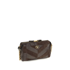 Valentino Garavani Brown Calf Leather Bos Taurus Shoulder Bag