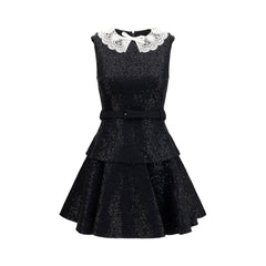Self-Portrait Black Polyester Casual Dress