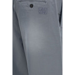Miu Miu Gray Cotton Casual Pants