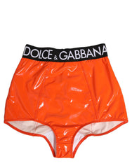 Dolce & Gabbana Orange Polyester Logo High Waist Girdle Underwear