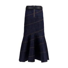 Self-Portrait Blue Denim Skirt