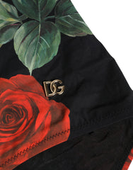 Dolce & Gabbana Black Rose Print One Piece Swimsuit Swimwear