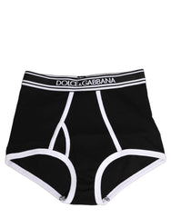 Dolce & Gabbana Black White Logo Waistband Coulotte Panty Underwear