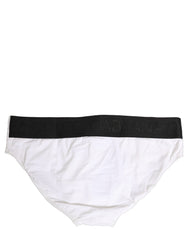 Dolce & Gabbana White Stretch Drawstring Swim Brief Swimwear