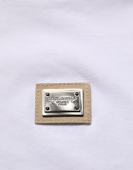 Dolce & Gabbana White Cotton Logo Plaque Crew Neck T-shirt